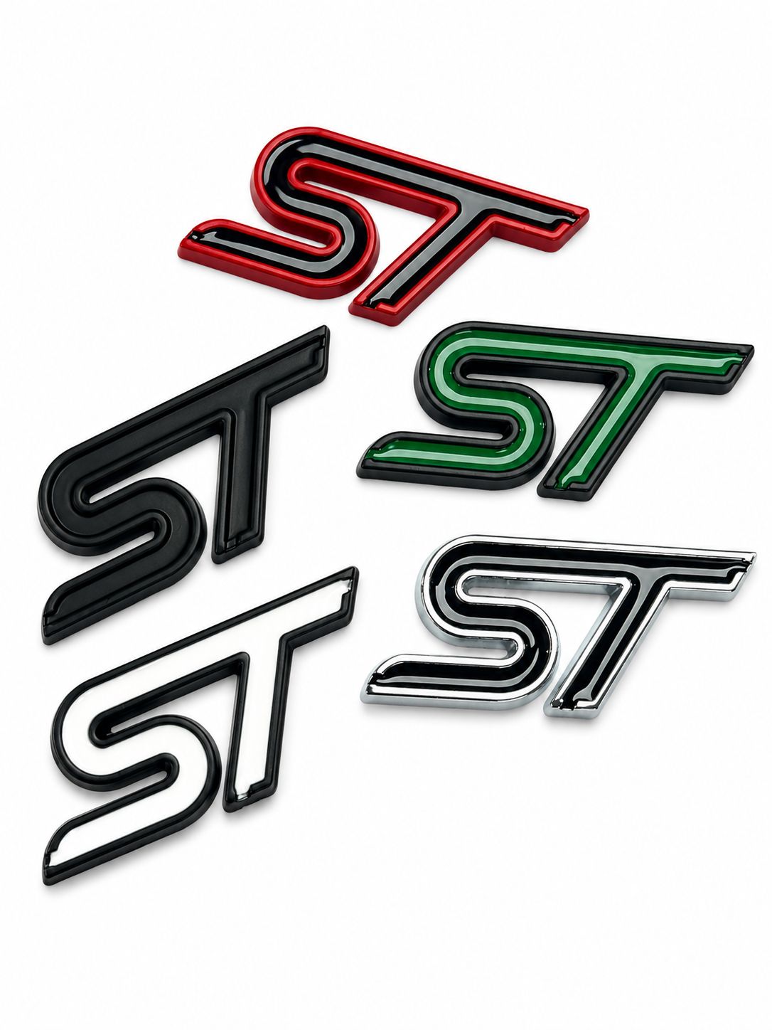 Logo ST 3D Premium pour Ford Fiesta / Focus ST – Emblème Coffre & Calandre Effet Glossy Full Custom
